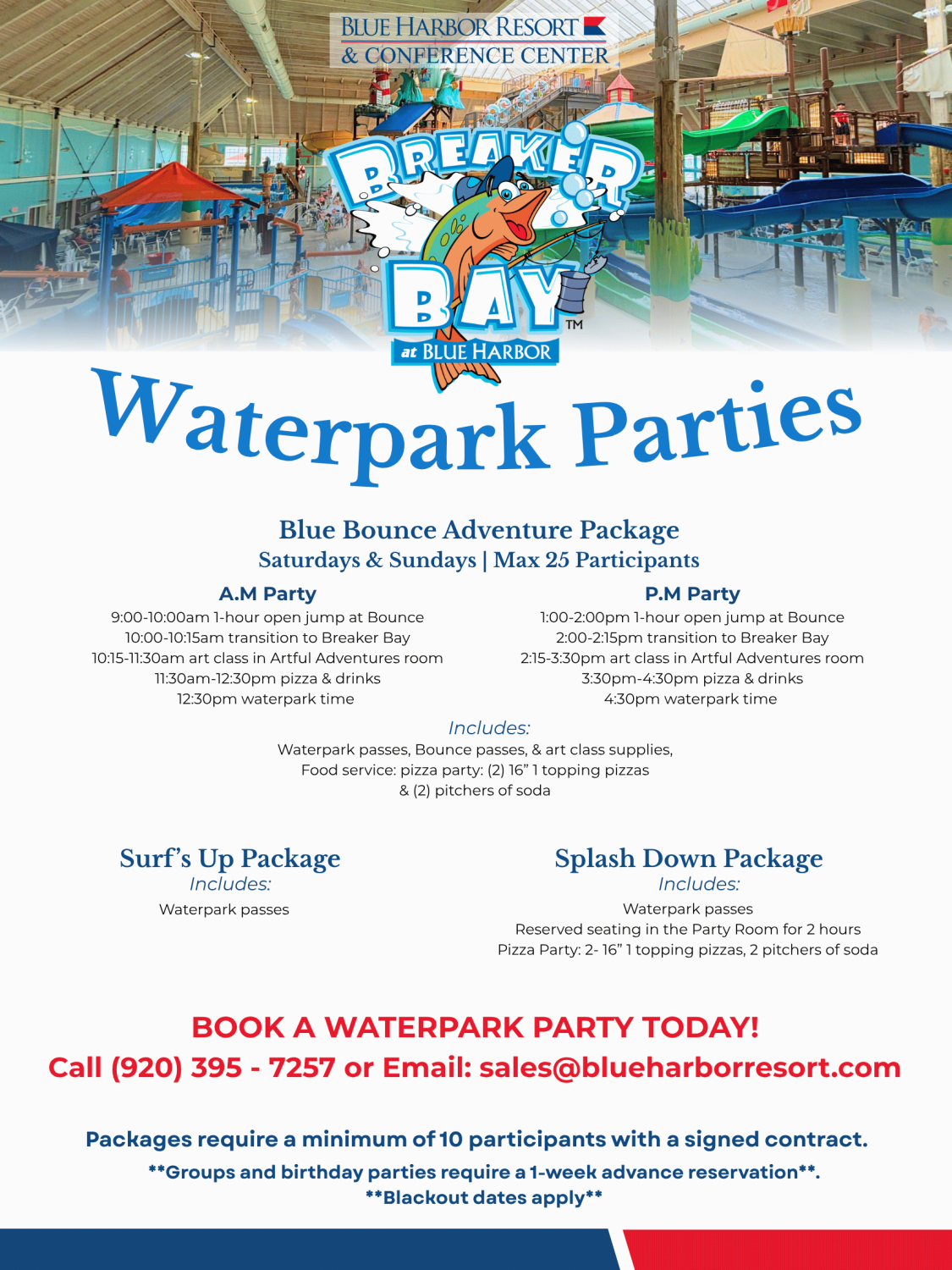 2026 BLUE HARBOR RESORT WATERPARK PARTY FLYER