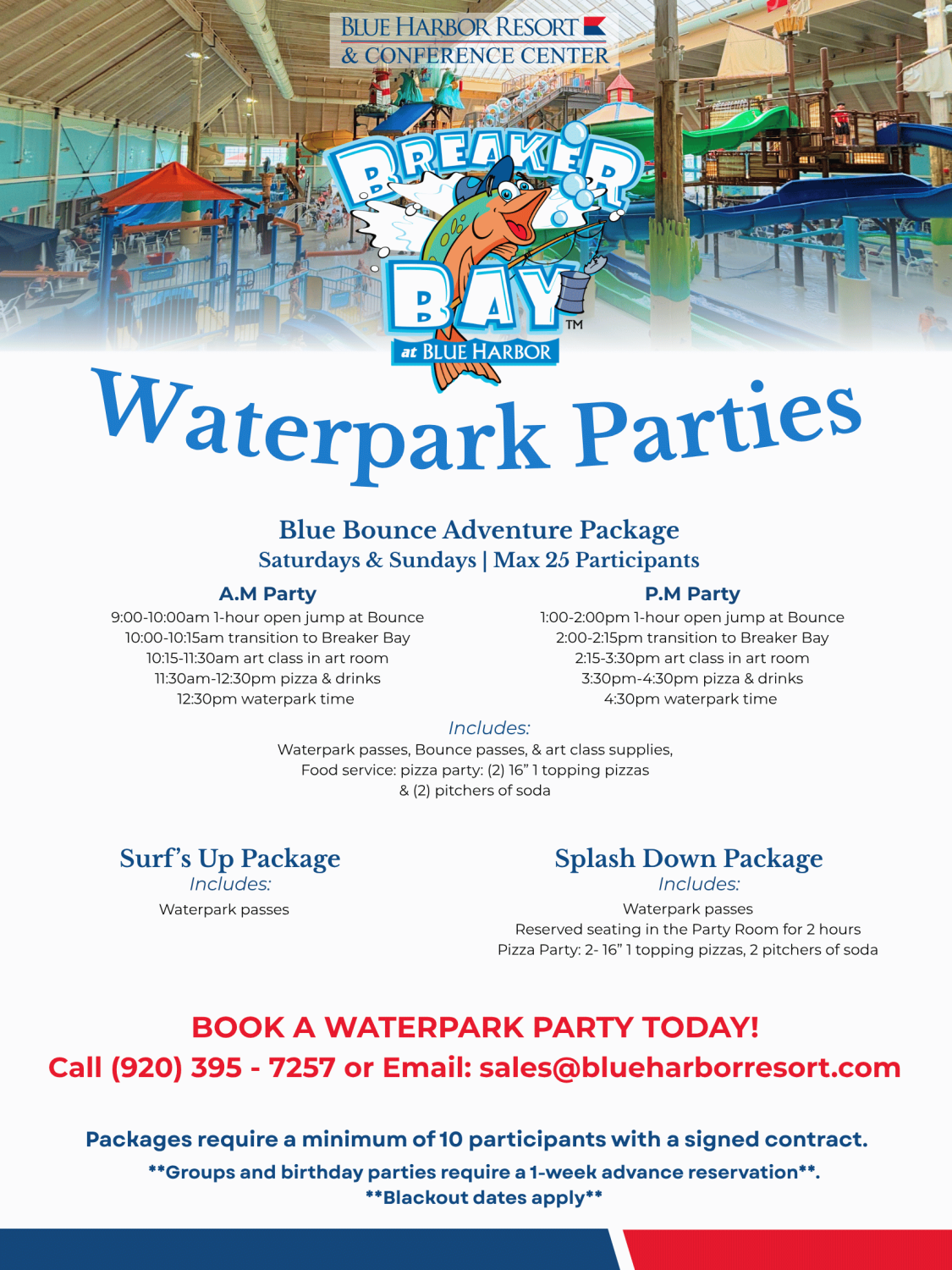 2026 BLUE HARBOR RESORT BREAKER BAY WATERPARK PARTY FLYER